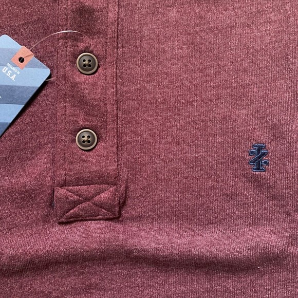 IZOD Big & Tall Men's Brushed Jersey L/S Henley Port Red Heather Sz 3XL NWT - Picture 5 of 8